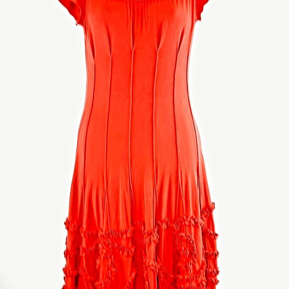 🫶Unique Medium Catherine Malandrino Orange Midi summer fashion party dress - Picture 10 of 11